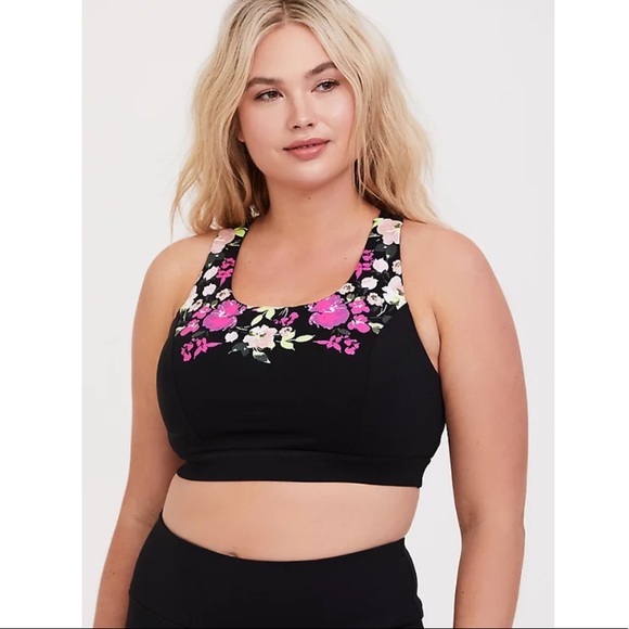 torrid Other - Torrid 3 BLACK FLORAL LATTICE BACK WICKING SPORTS BRA